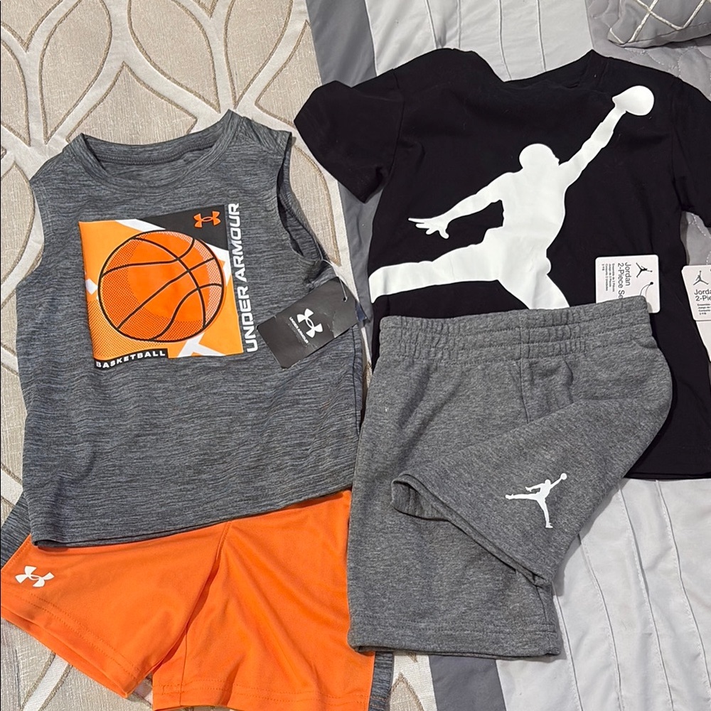 Under Armour Gray and Orange Matching Set Athletic Wear